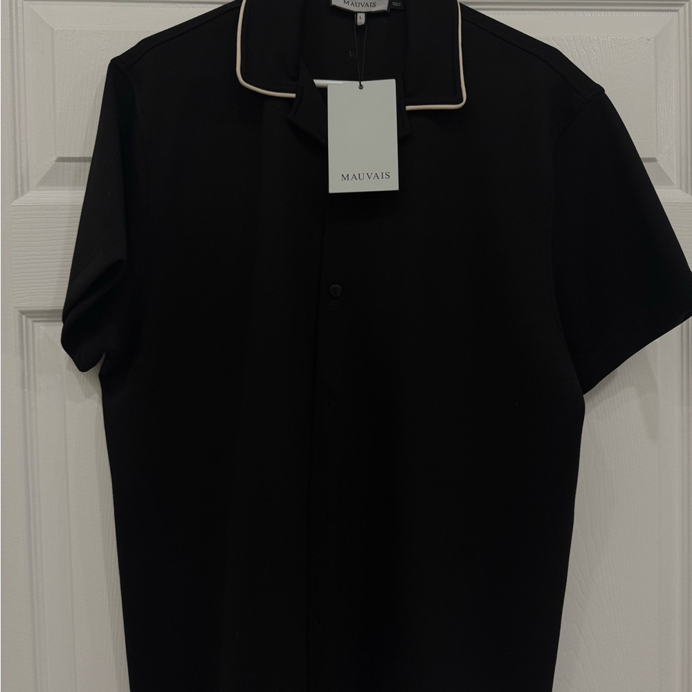 Mauvais Black Casual Button Down Shirt & Shorts Set